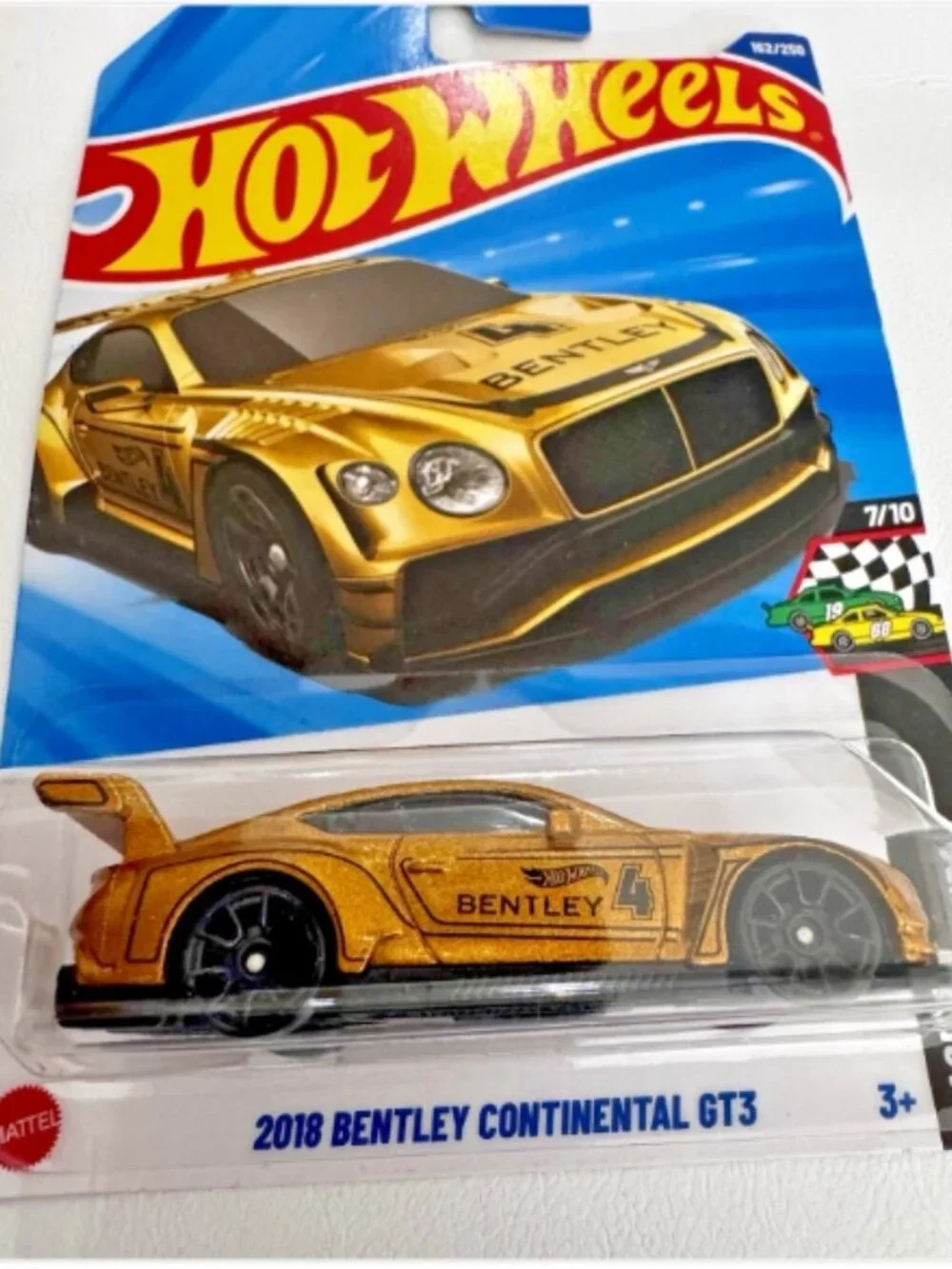 Hot Wheels 2018 Bentley Continental GT3 Gold Race Day 7/10 162/250 New Sealed